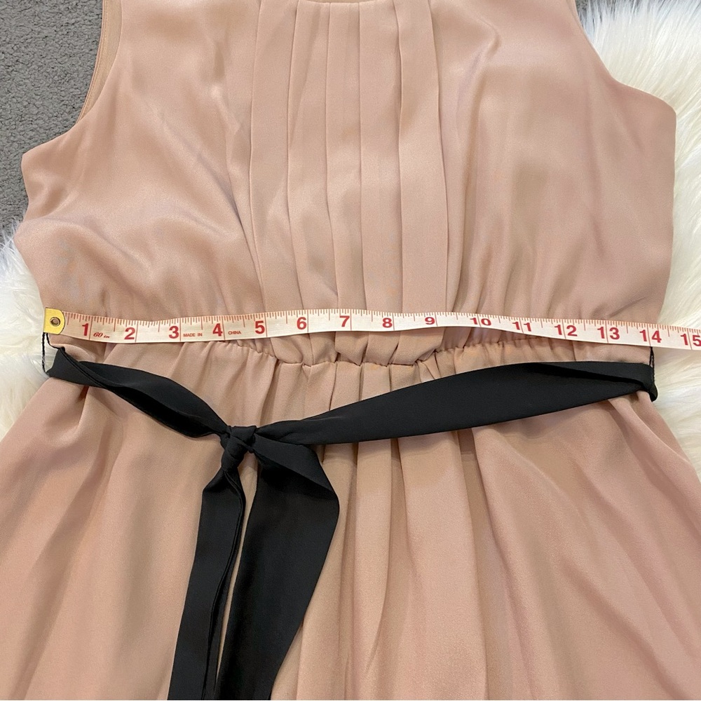 Dusty pink a-line dress with black waist sash - Picture 7 of 7